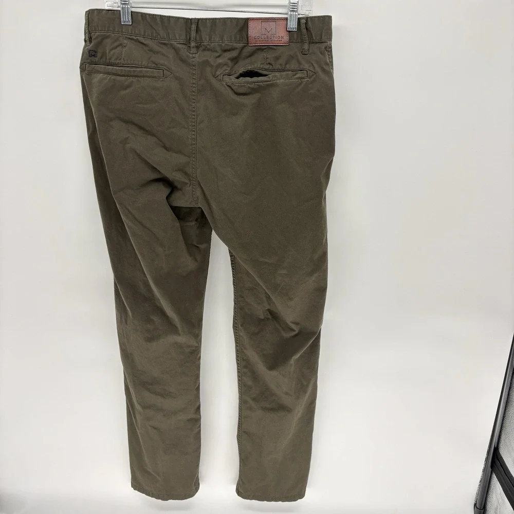 M Collection By Michael Strahan Olive‎ Green Straight Fit Chino Preppy Men 34x31
